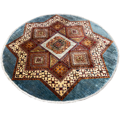 Blauer & Beiger Stern Kazak Teppich - German Carpet Shop