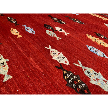 Roter Kelim Qashqai Teppich 191x153 cm - German Carpet Shop