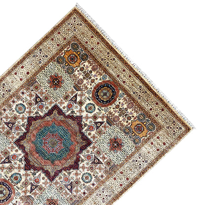 Handgeknüpfter Woll-Khorjin-Teppich, Beige & Multicolor, 296x250 cm - German Carpet Shop