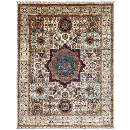 Handgeknüpfter Woll-Khorjin-Teppich, Beige & Multicolor, 296x250 cm - German Carpet Shop