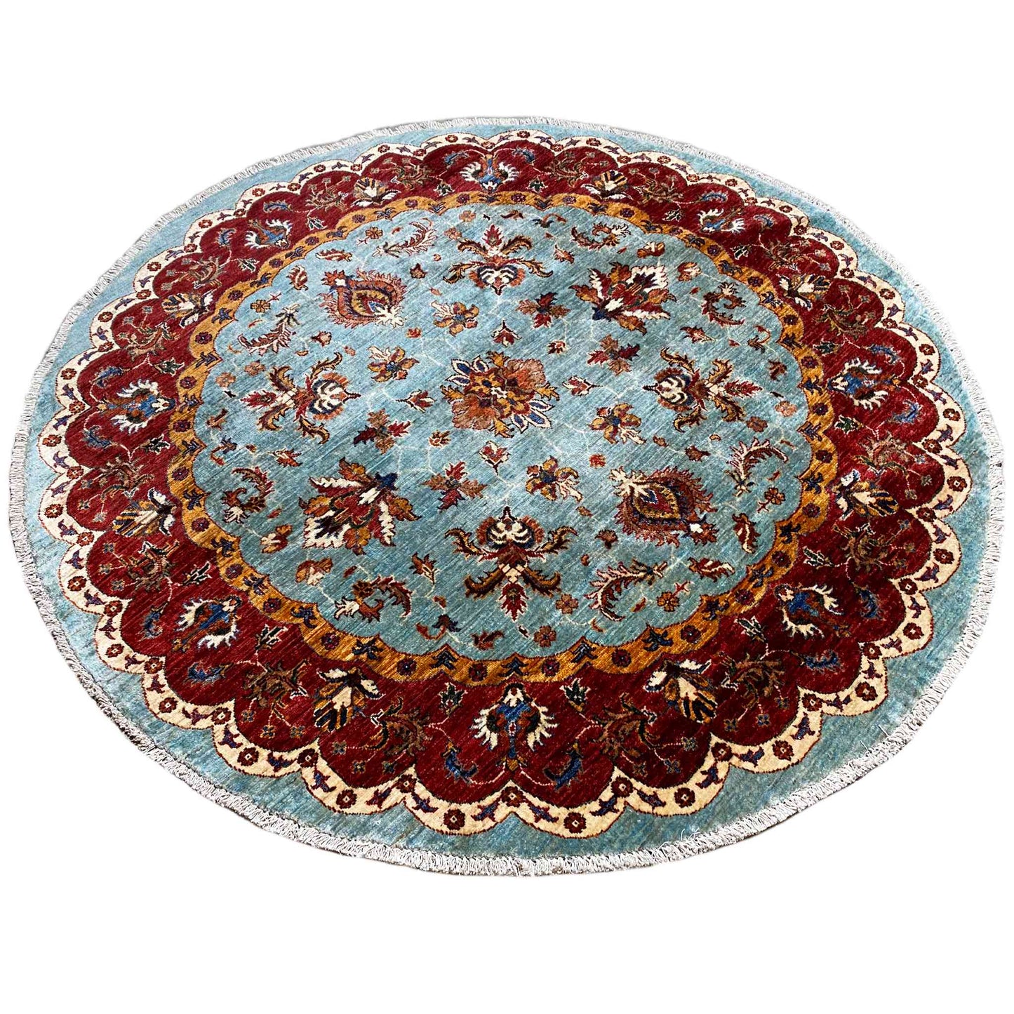 Khorjin-Teppich, Blau & Rot, 174x174 cm - German Carpet Shop