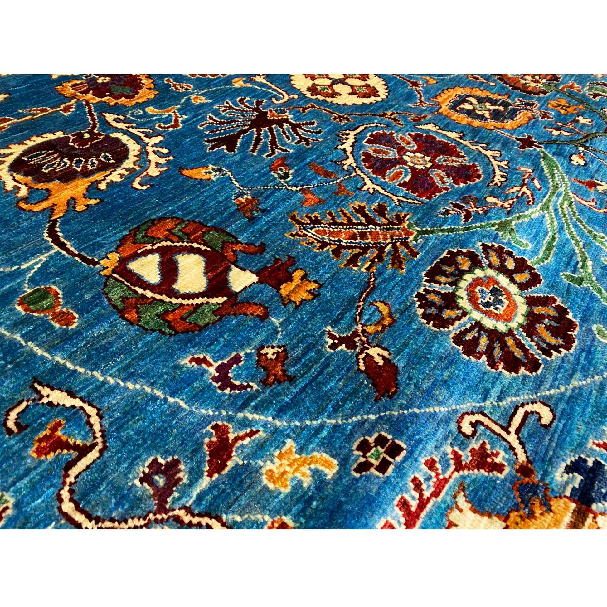 Handgeknüpfter Woll-Rundteppich, Blau, 180x178 cm - German Carpet Shop