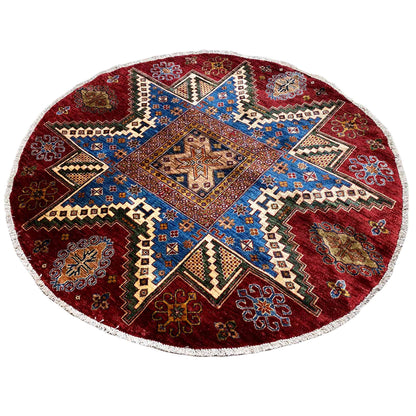 Khorjin-Teppich, Rot & Blau, 180x180 cm - German Carpet Shop