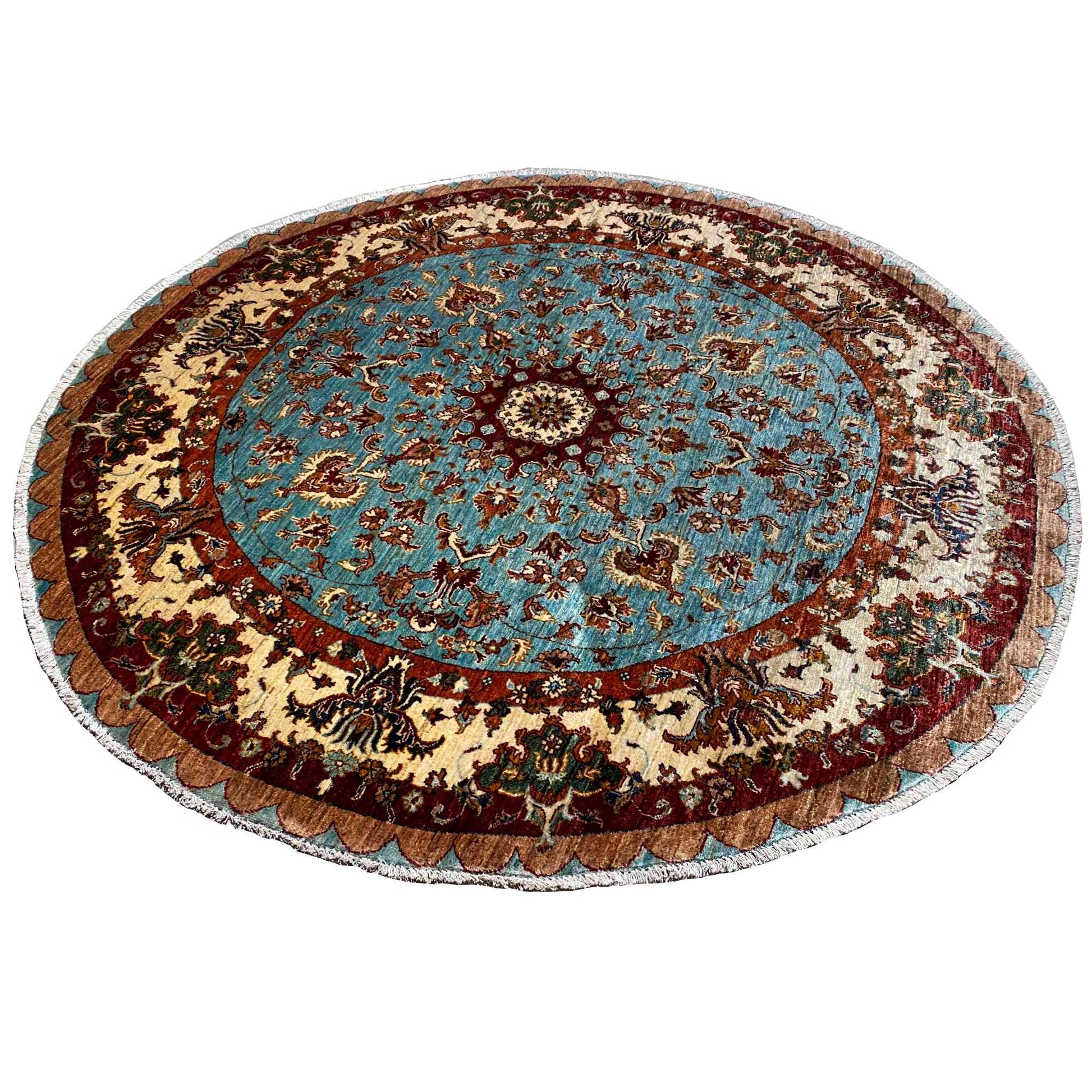 Runder Khorjin-Wollteppich, 202x197 cm - German Carpet Shop