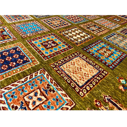 Afghanischer Khorjin Teppich, Olivgrün, 161x107 cm - German Carpet Shop