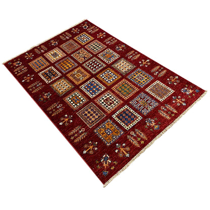 Afghanischer Khorjin Wollteppich, Tiefrot, 155x107 cm - German Carpet Shop