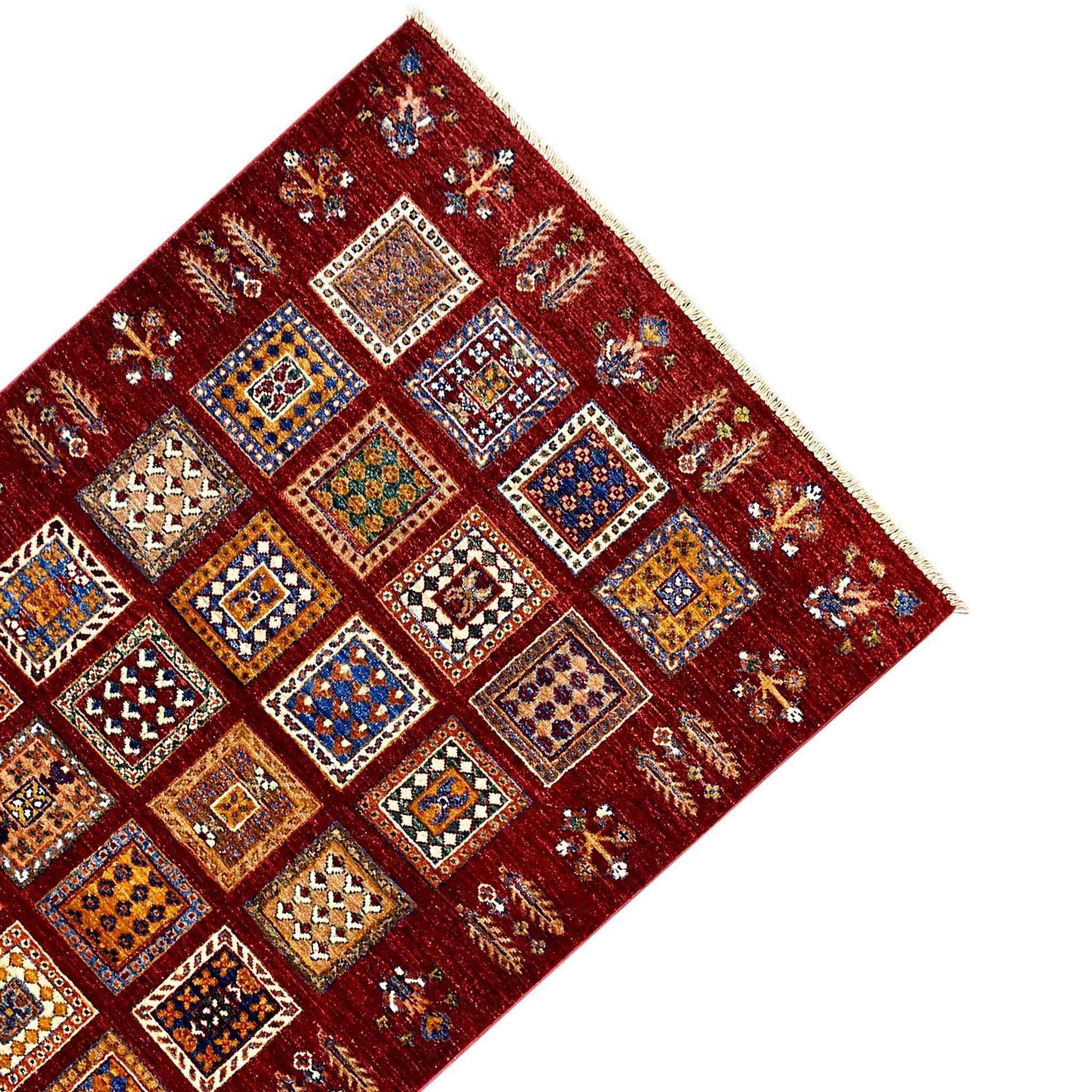 Afghanischer Khorjin Wollteppich, Tiefrot, 155x107 cm - German Carpet Shop