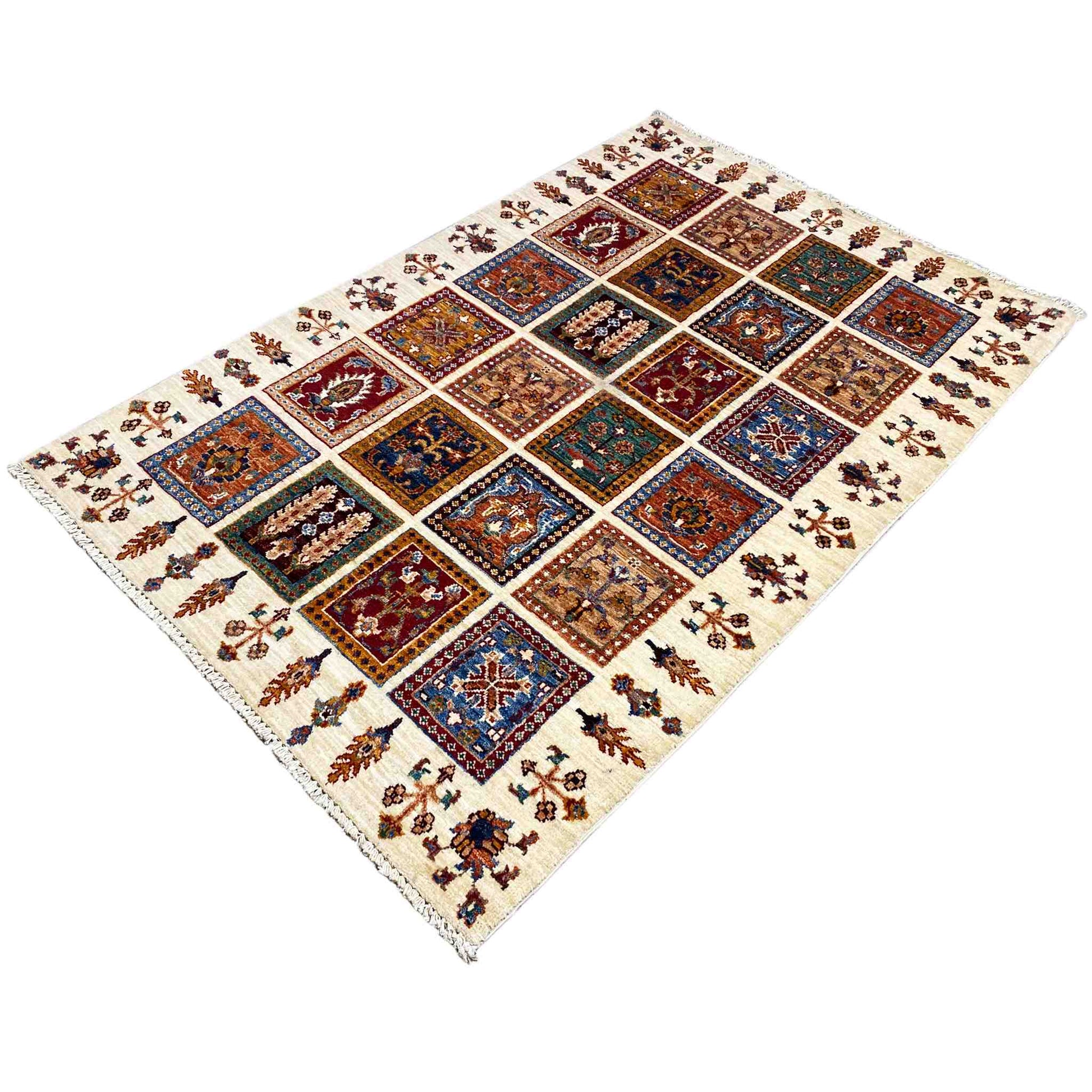 Khorjin Wollteppich, Elfenbein & Mehrfarbig, 160x105 cm - German Carpet Shop