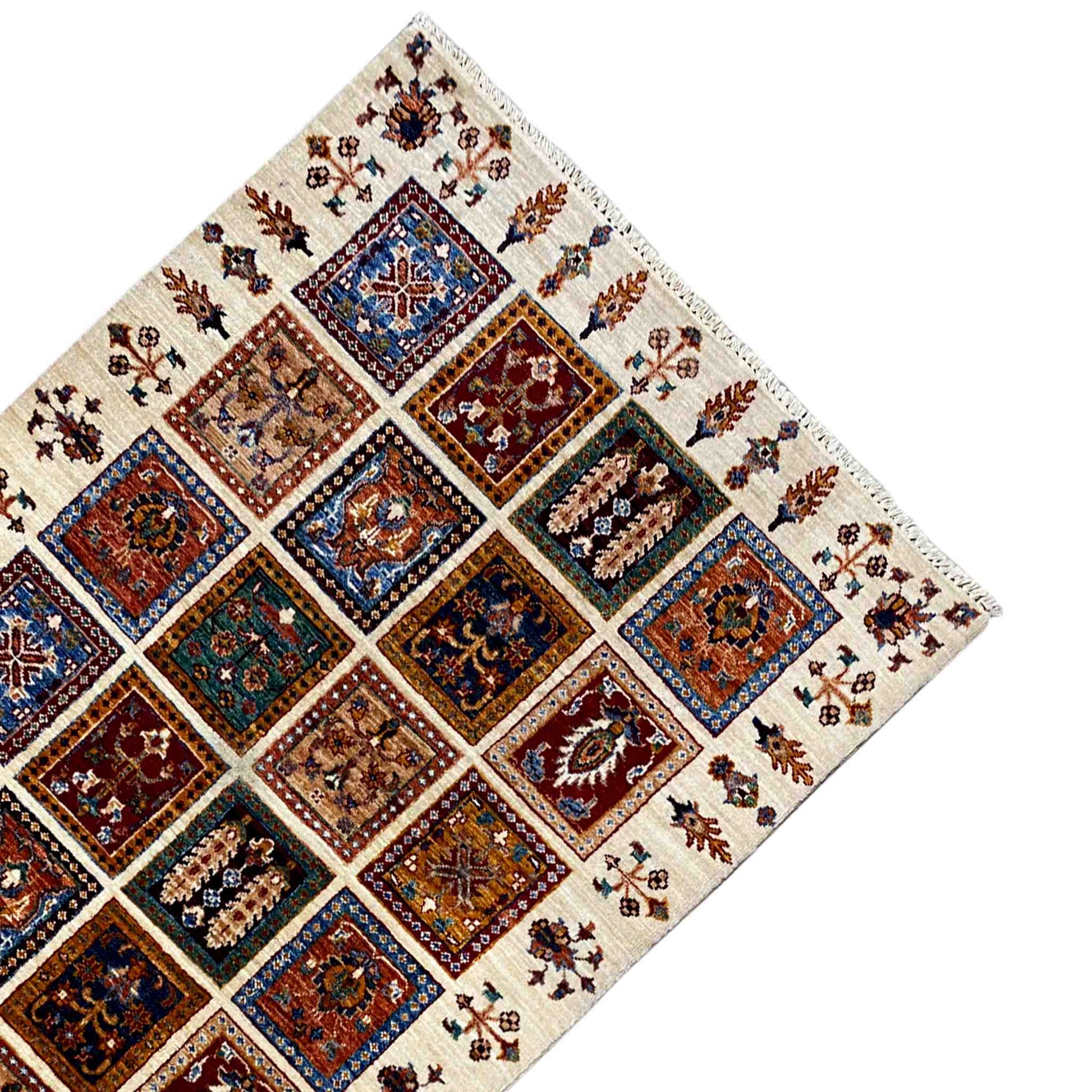 Khorjin Wollteppich, Elfenbein & Mehrfarbig, 160x105 cm - German Carpet Shop
