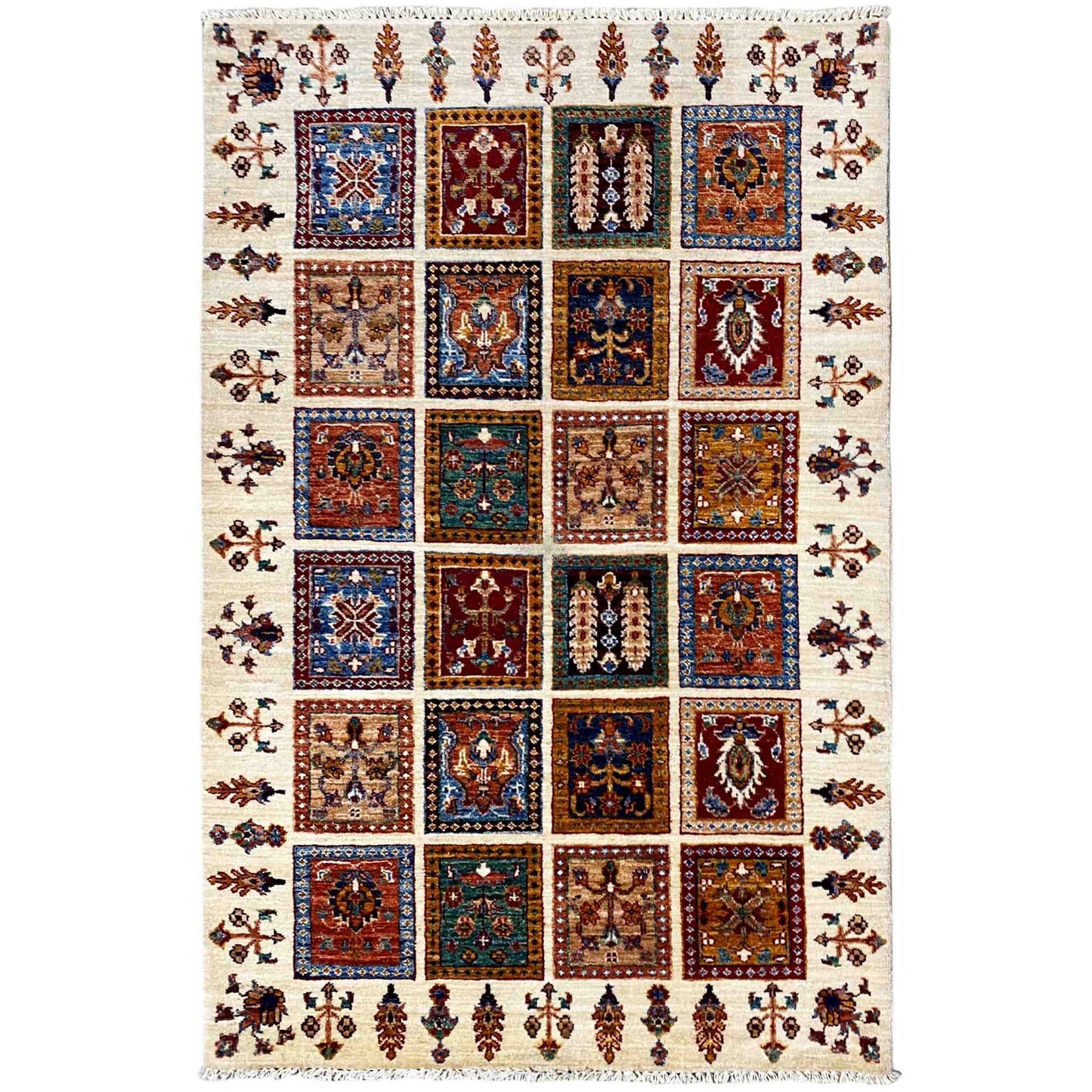 Khorjin Wollteppich, Elfenbein & Mehrfarbig, 160x105 cm - German Carpet Shop