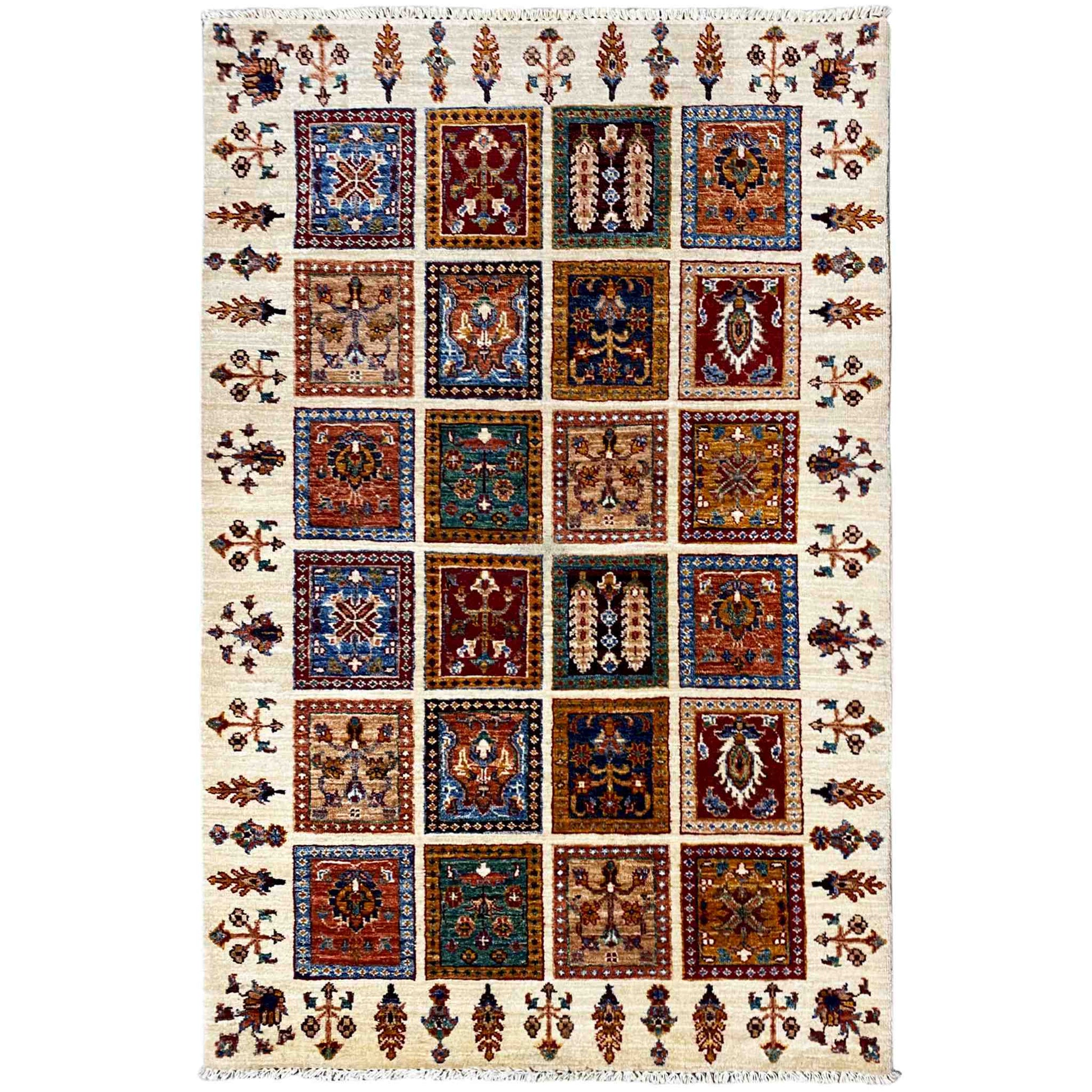 Khorjin Wollteppich, Elfenbein & Mehrfarbig, 160x105 cm - German Carpet Shop