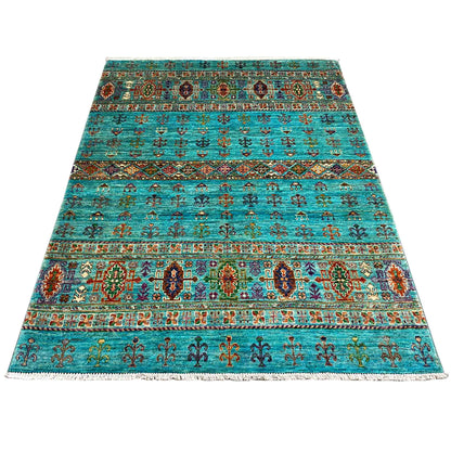 Afghan Khorjin Teppich, Teal, 201x153 cm - German Carpet Shop