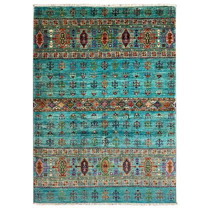 Afghan Khorjin Teppich, Teal, 201x153 cm - German Carpet Shop