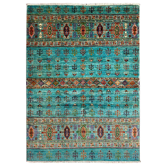 Afghan Khorjin Teppich, Teal, 201x153 cm - German Carpet Shop