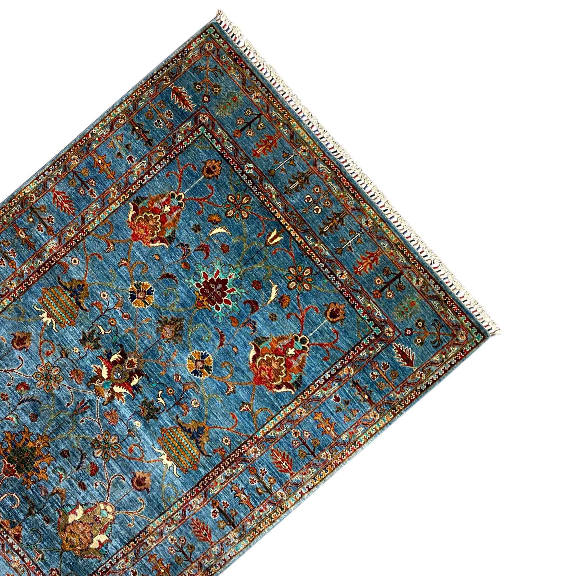 Afghan Khorjin Teppich, Blau, 202x151 cm - German Carpet Shop