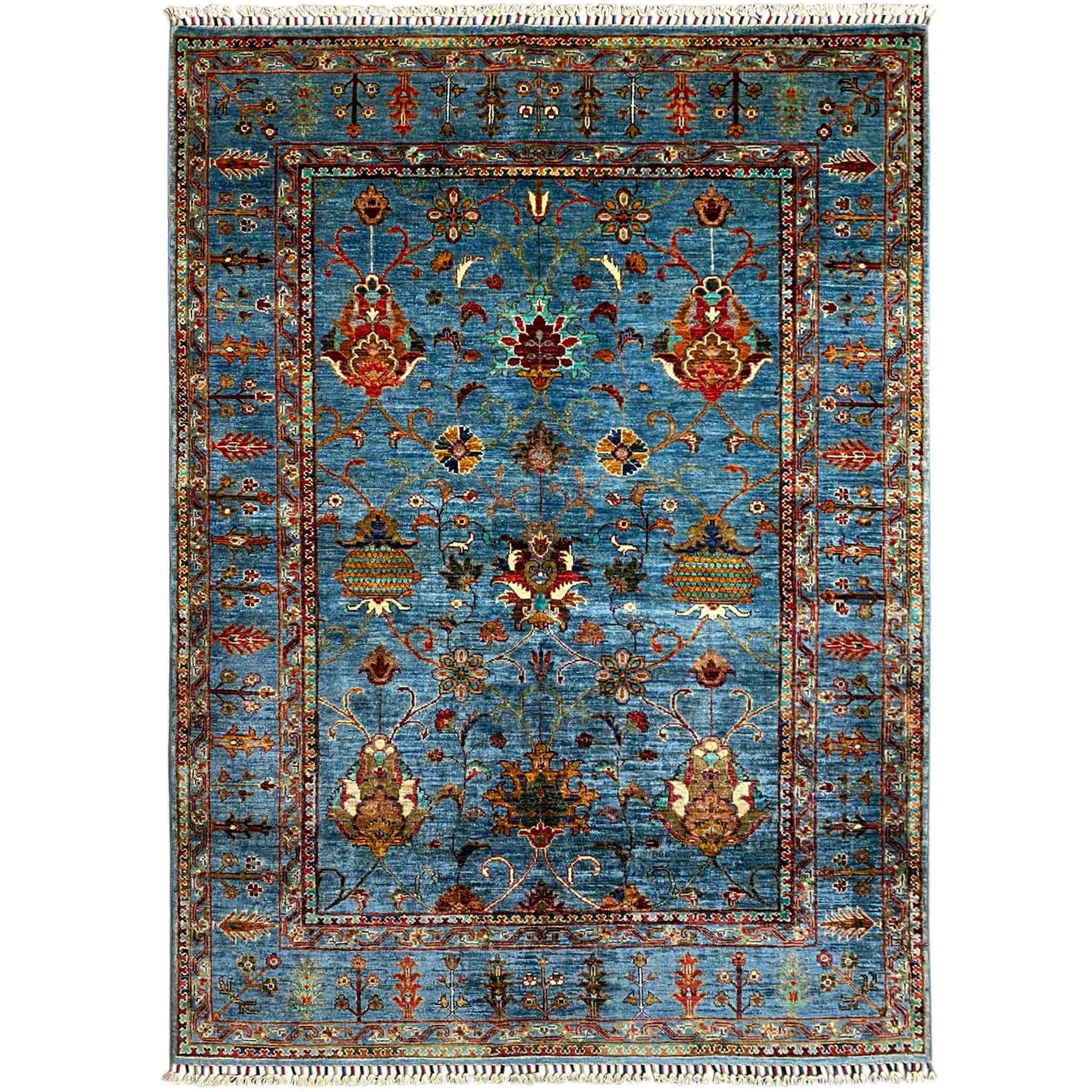 Afghan Khorjin Teppich, Blau, 202x151 cm - German Carpet Shop