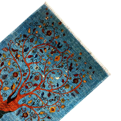 Afghan Khorjin Teppich, Blau, 298x204 cm - German Carpet Shop