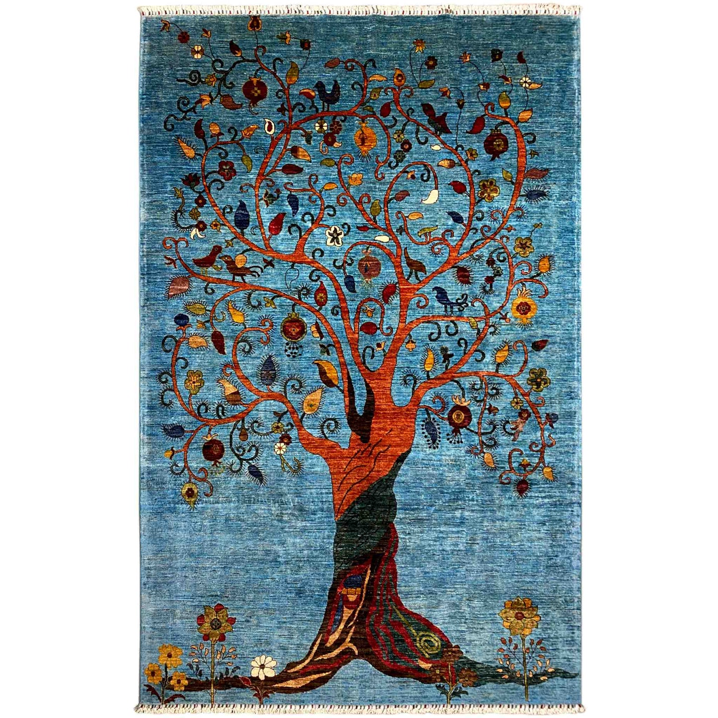 Afghan Khorjin Teppich, Blau, 298x204 cm - German Carpet Shop