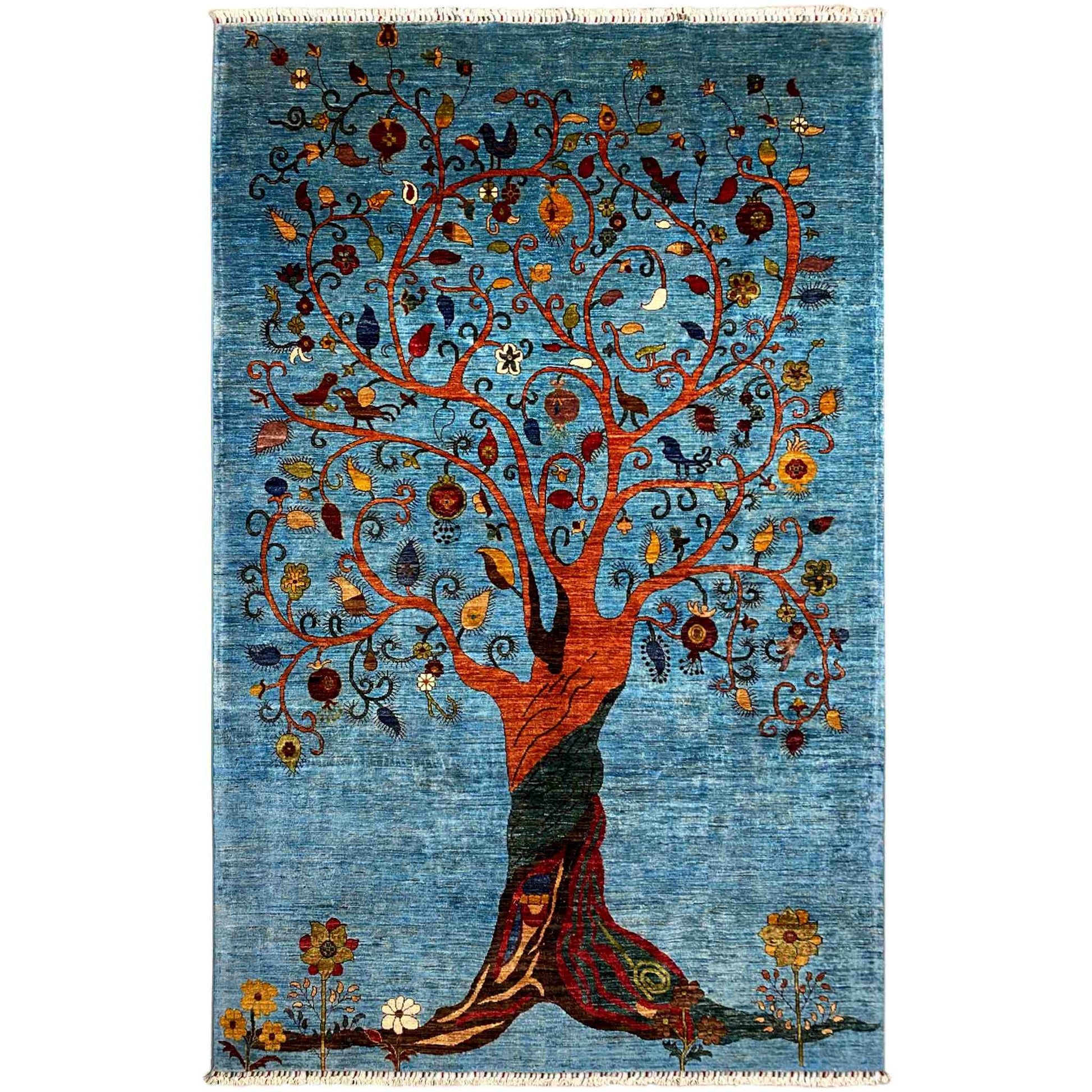 Afghan Khorjin Teppich, Blau, 298x204 cm - German Carpet Shop
