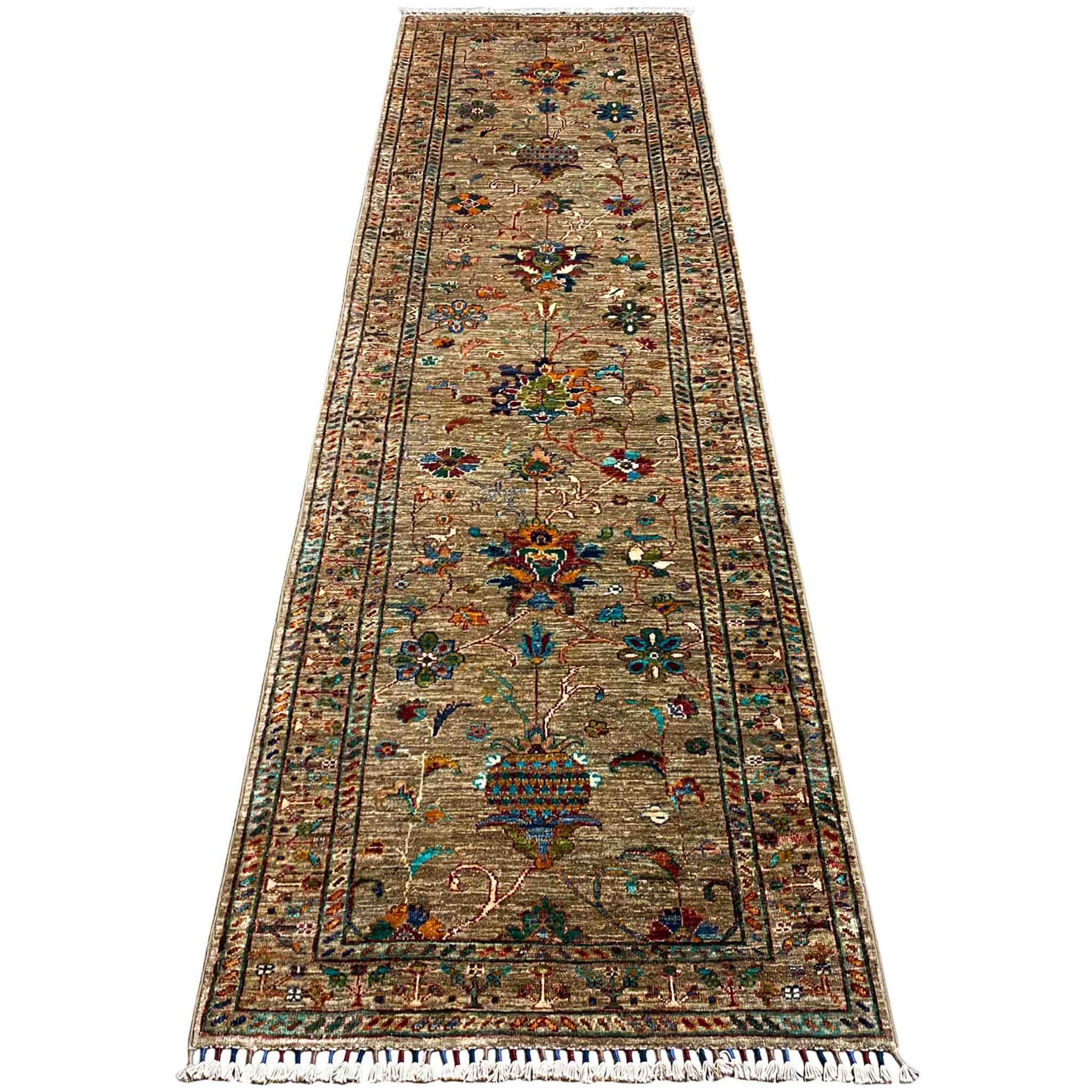 Afghan Khorjin Läufer Teppich – Braun, 295x85 cm - German Carpet Shop