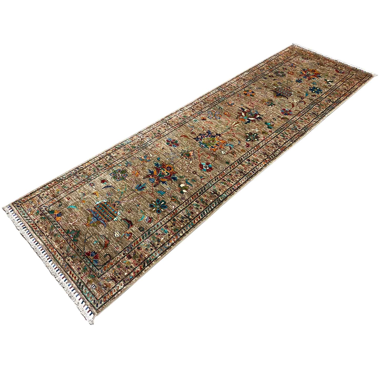 Afghan Khorjin Läufer Teppich – Braun, 295x85 cm - German Carpet Shop