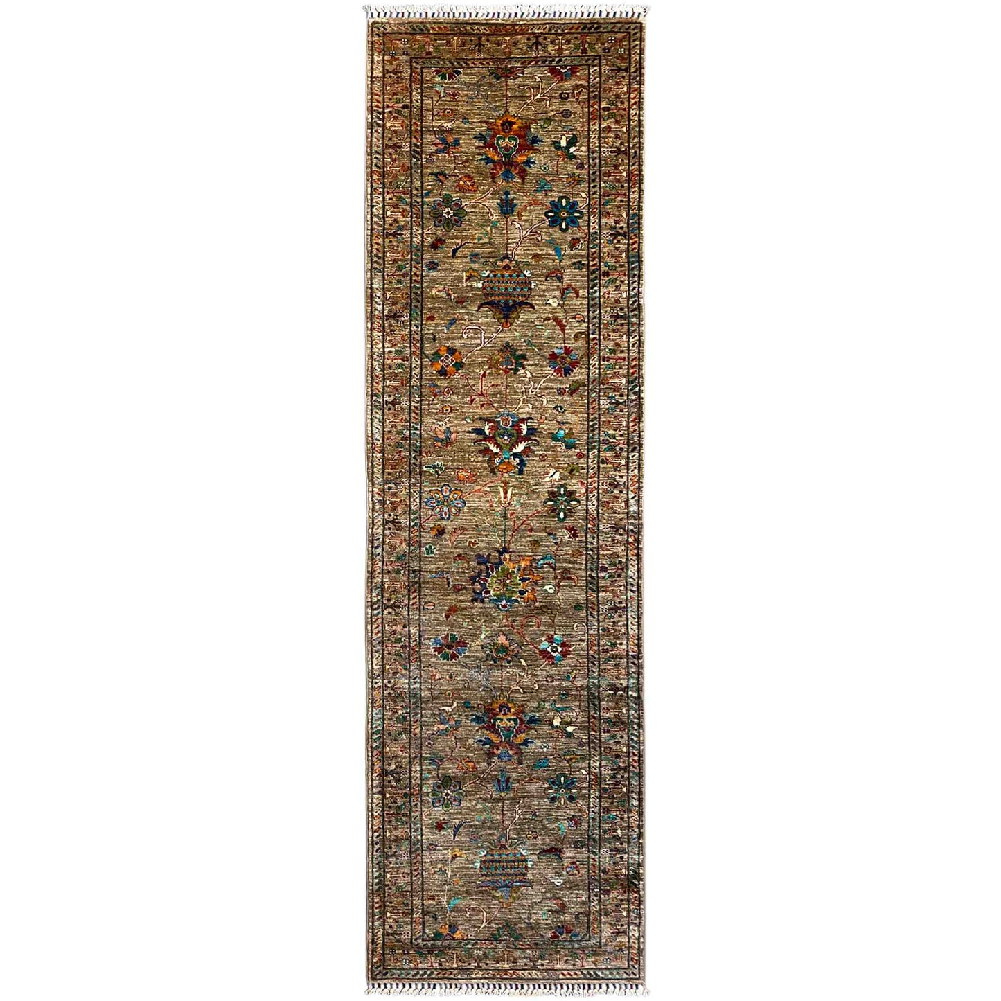 Afghan Khorjin Läufer Teppich – Braun, 295x85 cm - German Carpet Shop