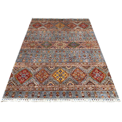 Khorjin-Teppich - Geometrisches Stammesdesign, 217x162 cm - German Carpet Shop