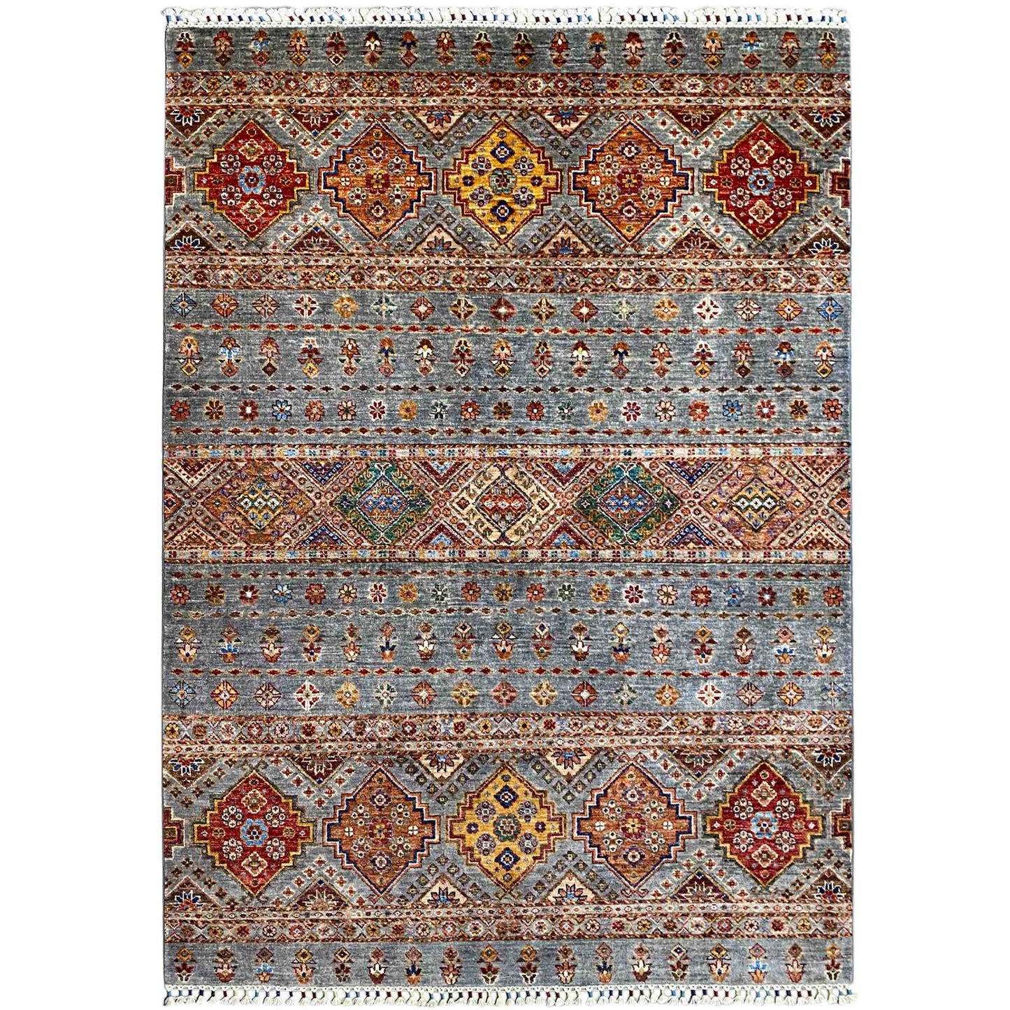 Khorjin-Teppich - Geometrisches Stammesdesign, 217x162 cm - German Carpet Shop