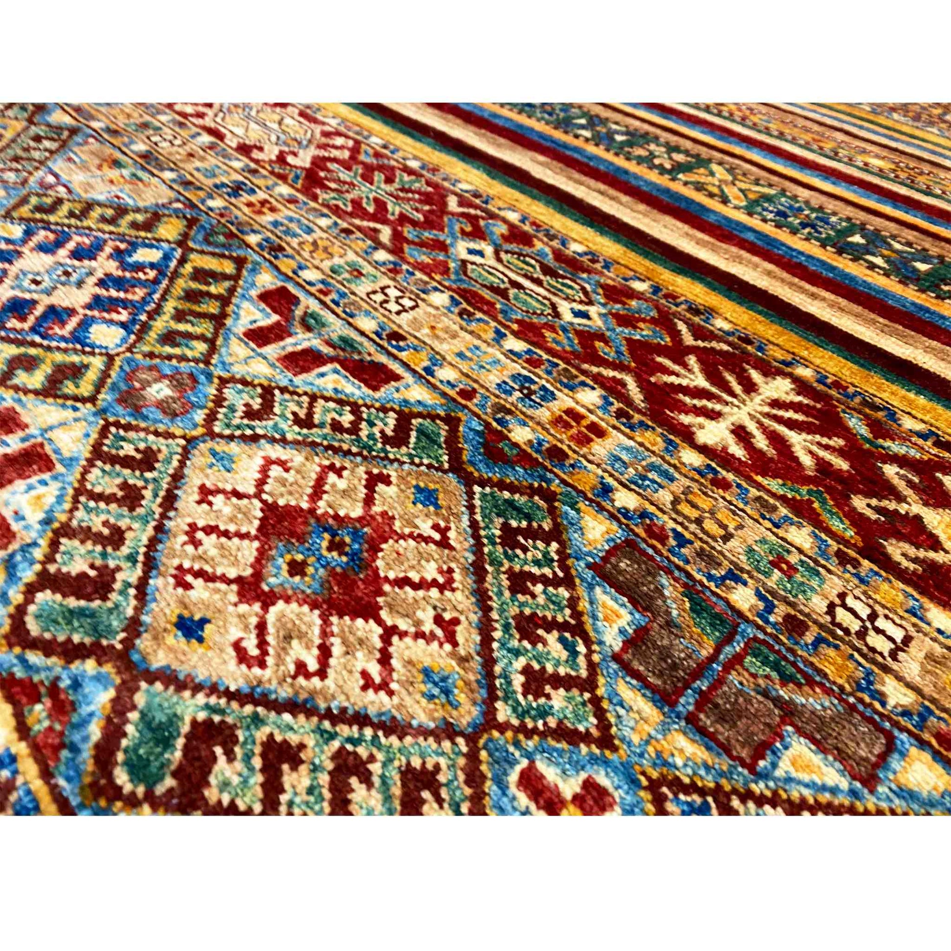 Khorjin-Läuferteppich - Stammesstreifen- und Geometrisches Design, 271x91 cm - German Carpet Shop