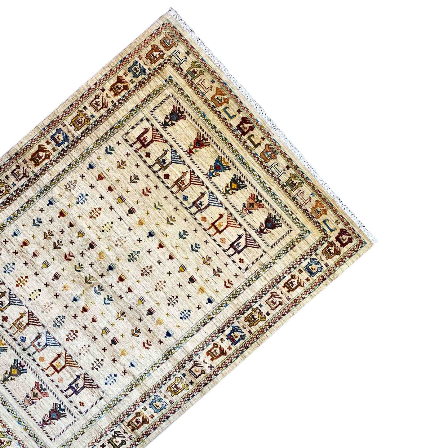 Khorjin Teppich - Helle Eleganz & Stammesmotive, 207x157 cm - German Carpet Shop