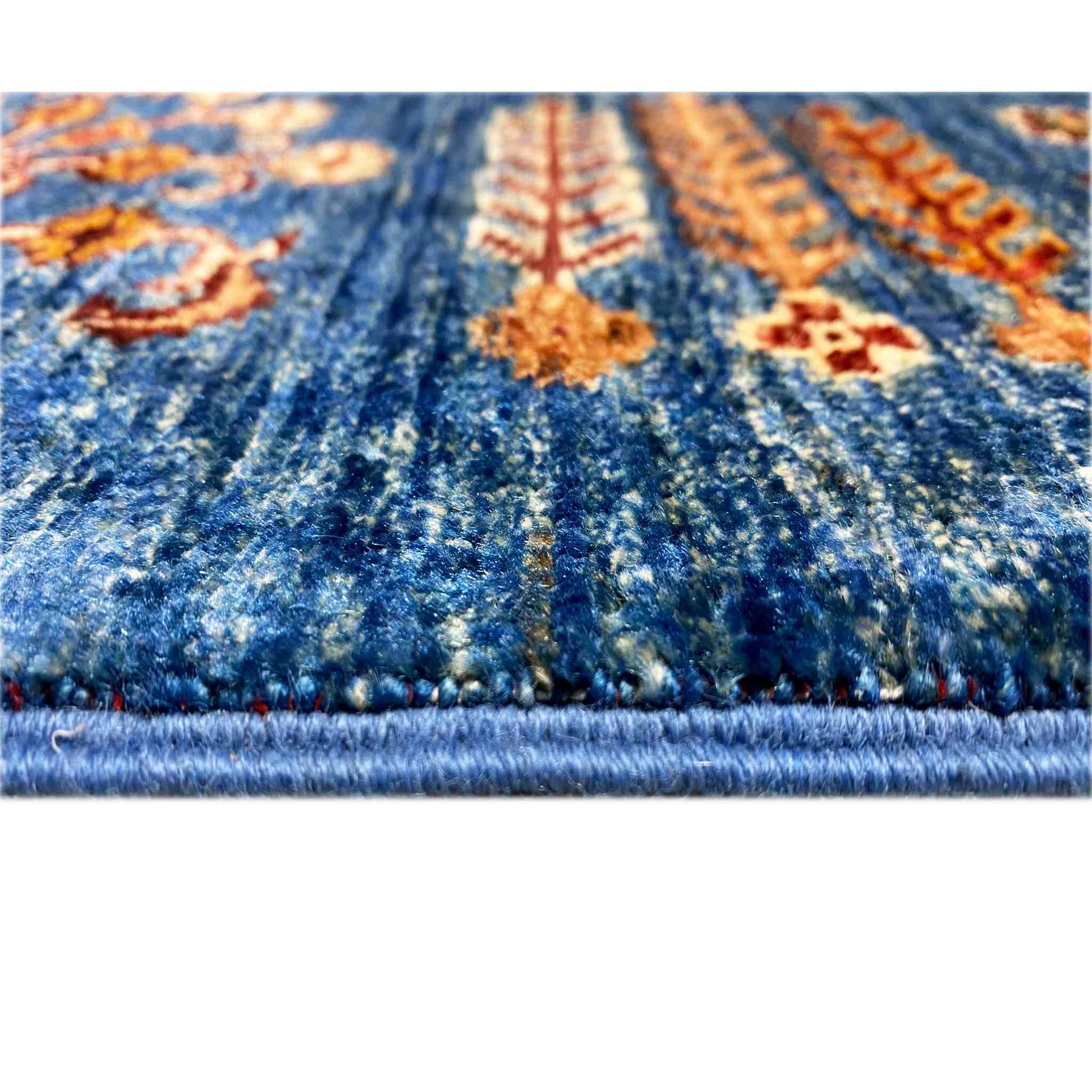 Khorjin Teppich - Blaues Paneeldesign, Komplizierte Motive, 207x161 cm - German Carpet Shop
