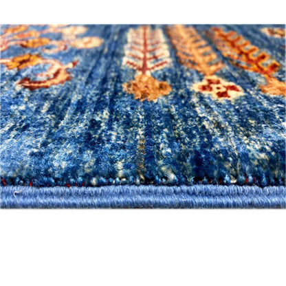 Khorjin Teppich - Blaues Paneeldesign, Komplizierte Motive, 207x161 cm - German Carpet Shop
