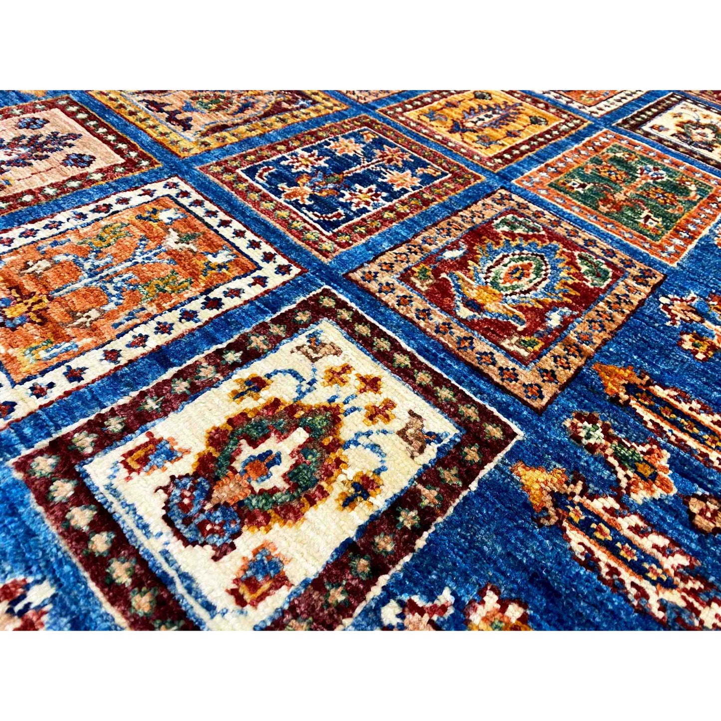 Khorjin Läufer Teppich - Blaues Paneeldesign, Flurakzent, 256x84 cm - German Carpet Shop
