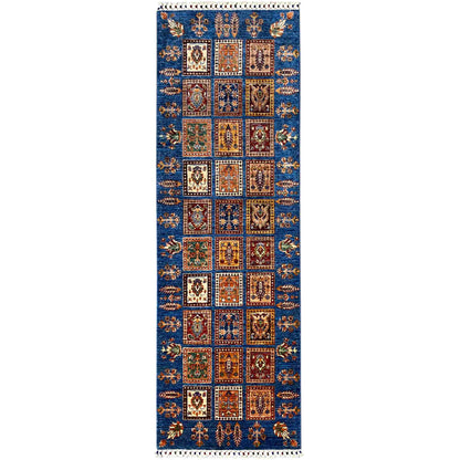 Khorjin Läufer Teppich - Blaues Paneeldesign, Flurakzent, 256x84 cm - German Carpet Shop