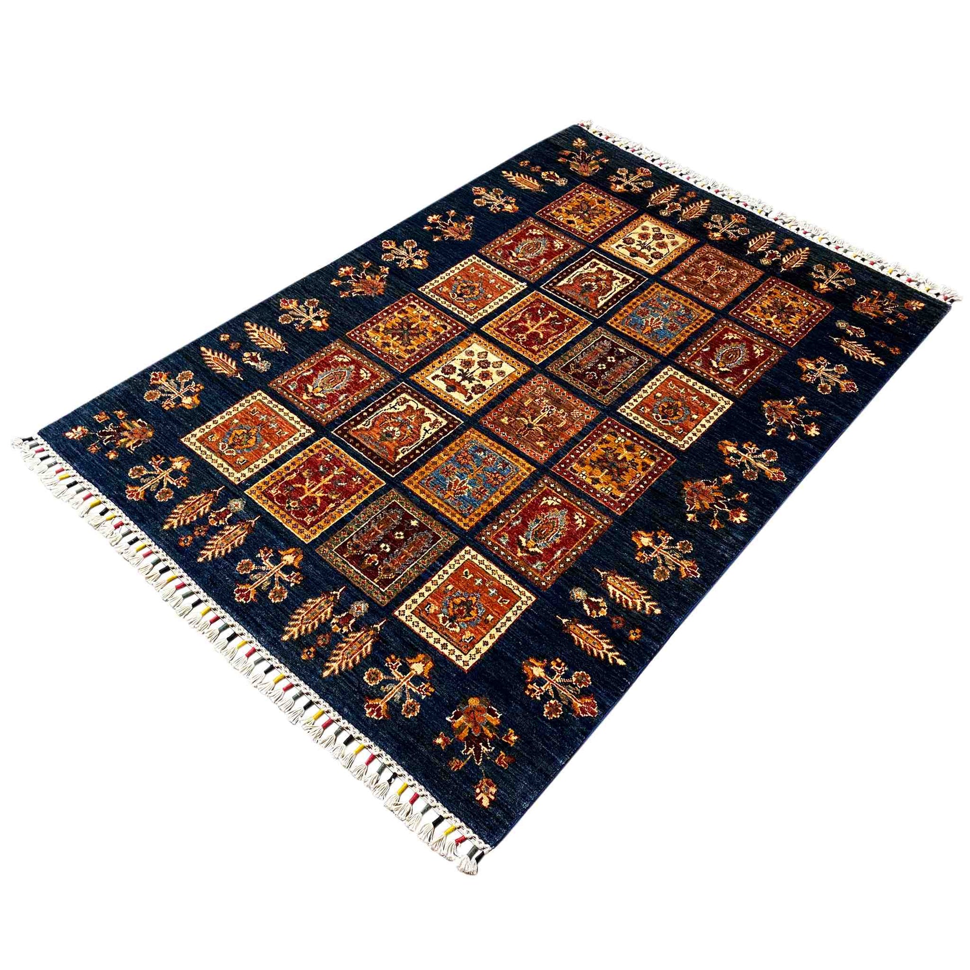 Afghan Khorjin Teppich - Handgesponnene Wolle, 125x91 cm - German Carpet Shop