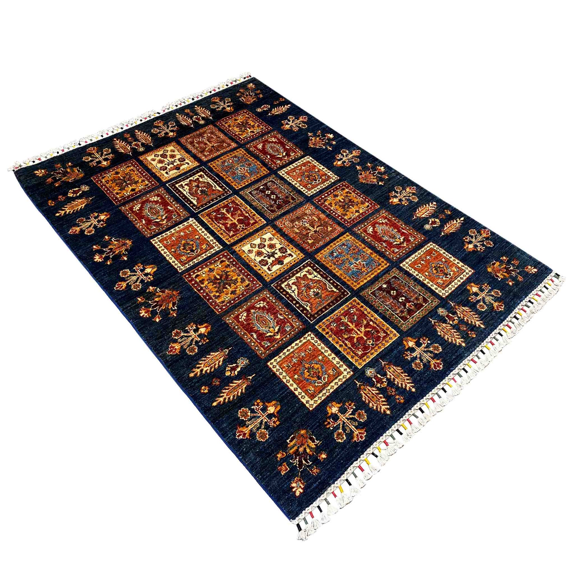 Afghan Khorjin Teppich - Handgesponnene Wolle, 125x91 cm - German Carpet Shop