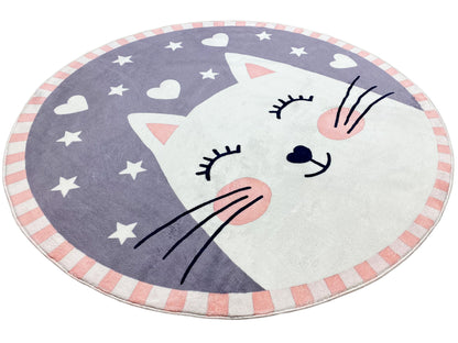 Runder Kinderteppich Katze, 120 cm