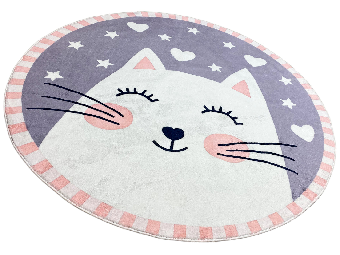 Runder Kinderteppich Katze, 120 cm