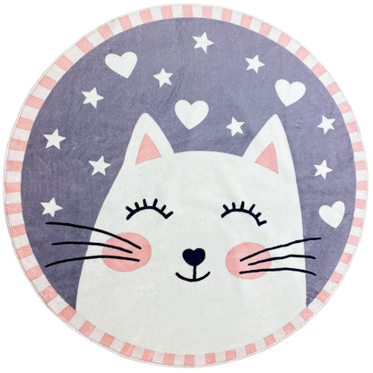 Runder Kinderteppich Katze, 120 cm