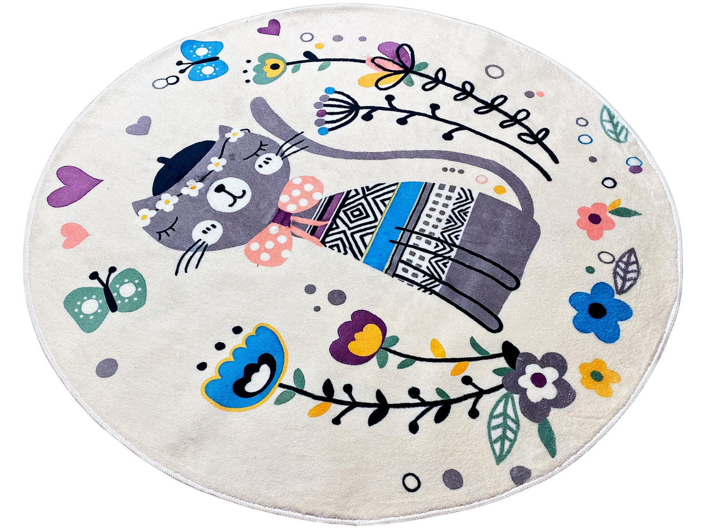 Rond kinderkleed Kat, wit, 120 cm