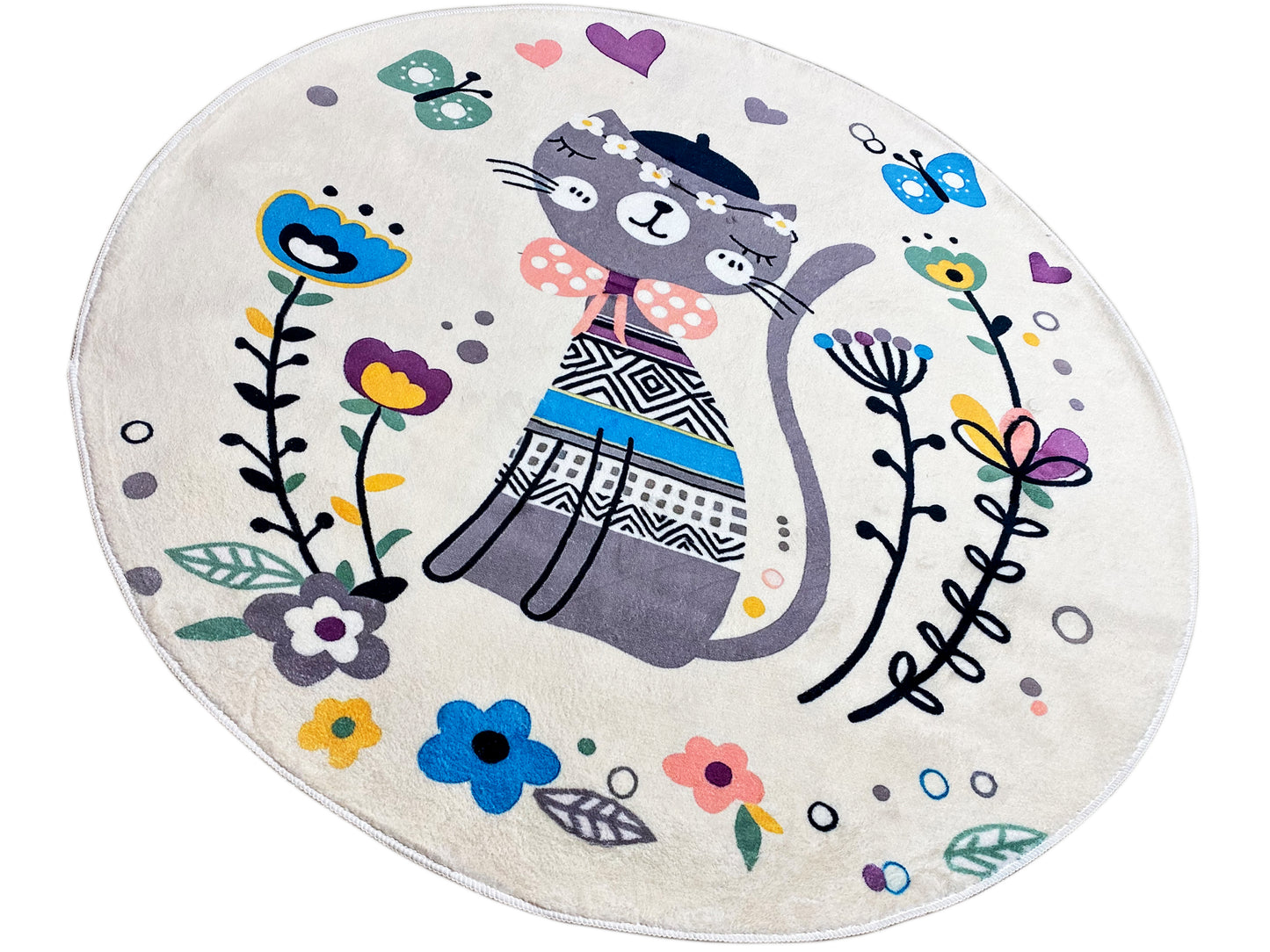 Rond kinderkleed Kat, wit, 120 cm