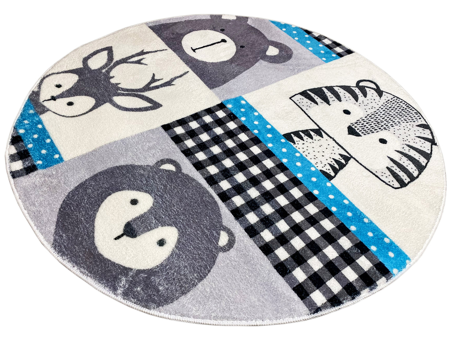 Tapete infantil redondo Animais, 100 cm