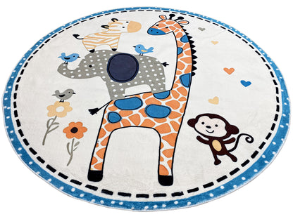 Alfombra infantil redonda Animales, 120 cm