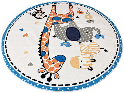 Alfombra infantil redonda Animales, 120 cm