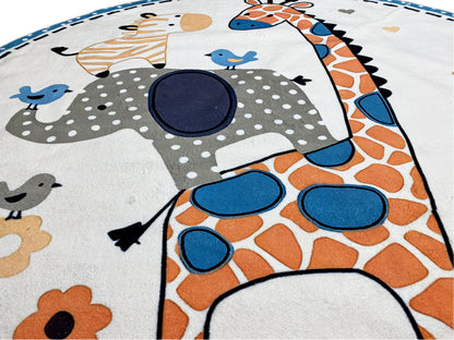 Alfombra infantil redonda Animales, 120 cm
