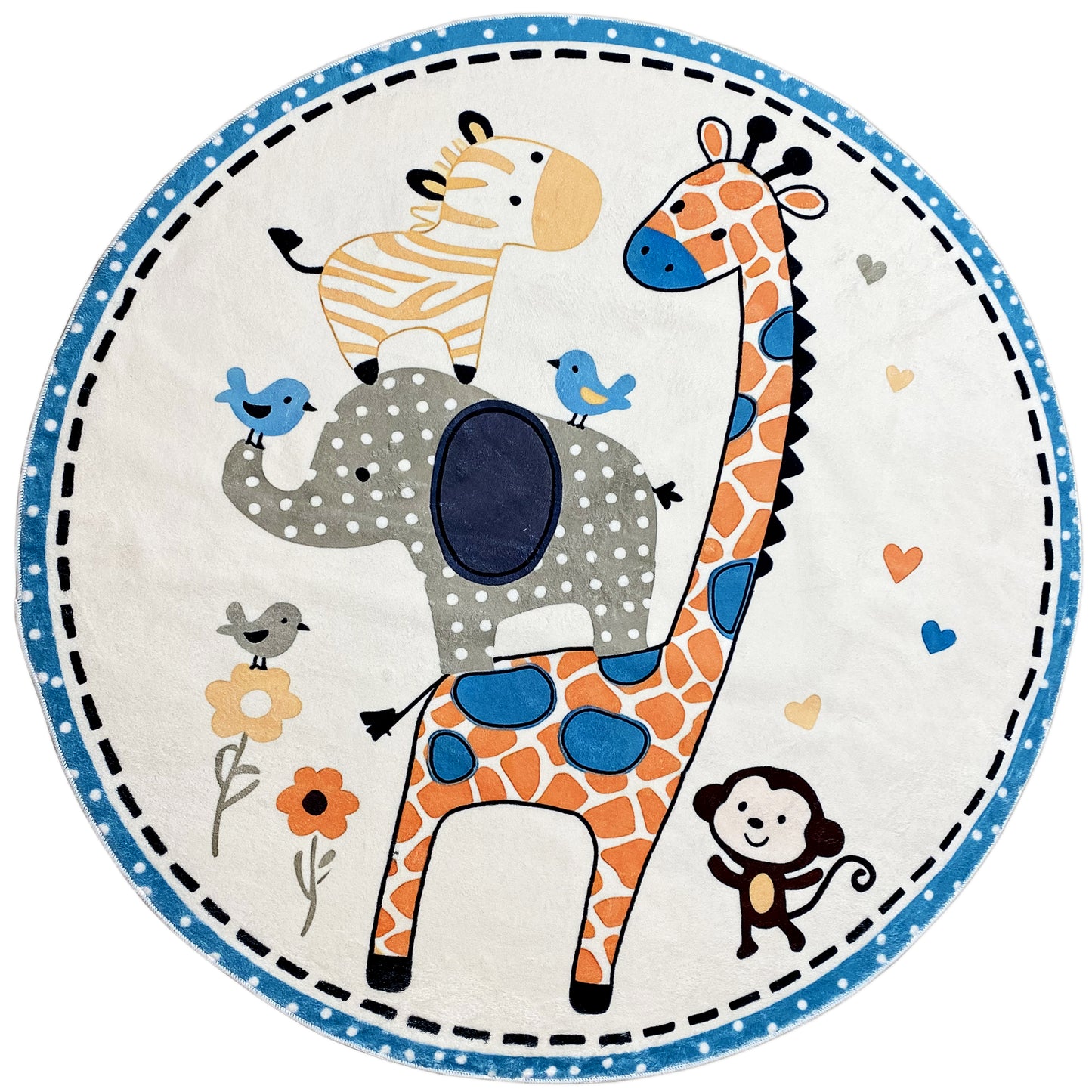 Alfombra infantil redonda Animales, 120 cm