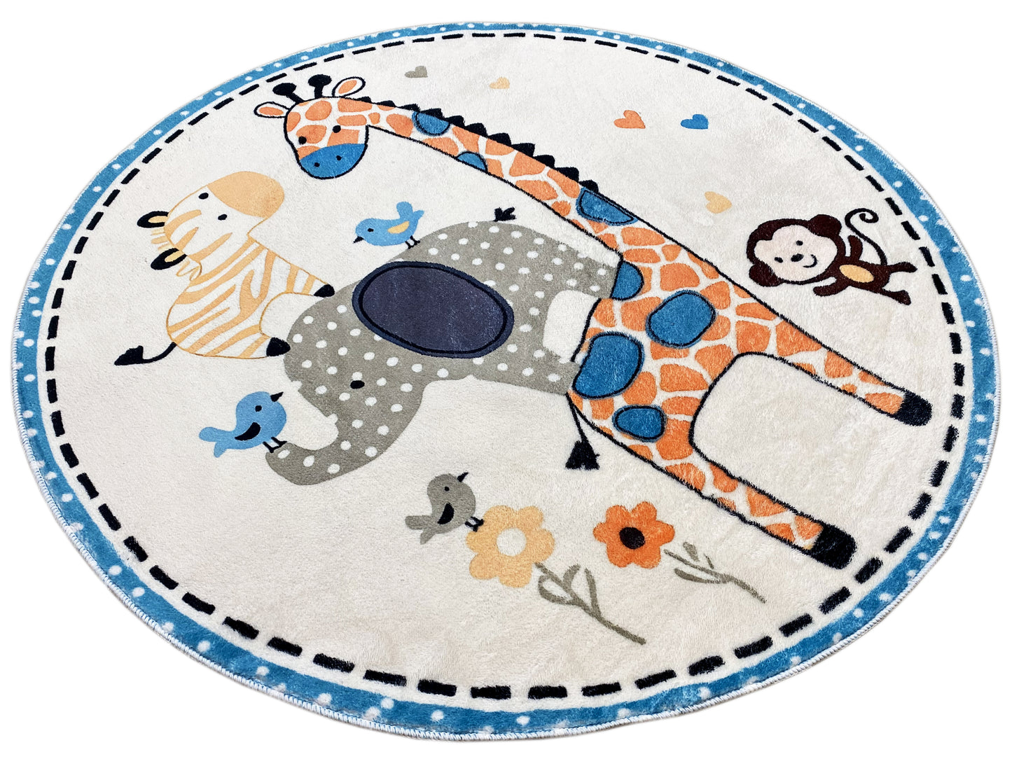 Alfombra infantil redonda Animales, 160 cm