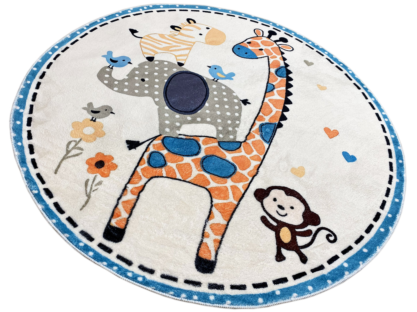 Alfombra infantil redonda Animales, 160 cm