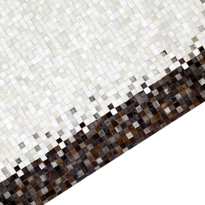 Handgefertigter Kalbslederteppich – Geometrisches Mosaikdesign, 300x203 cm - German Carpet Shop