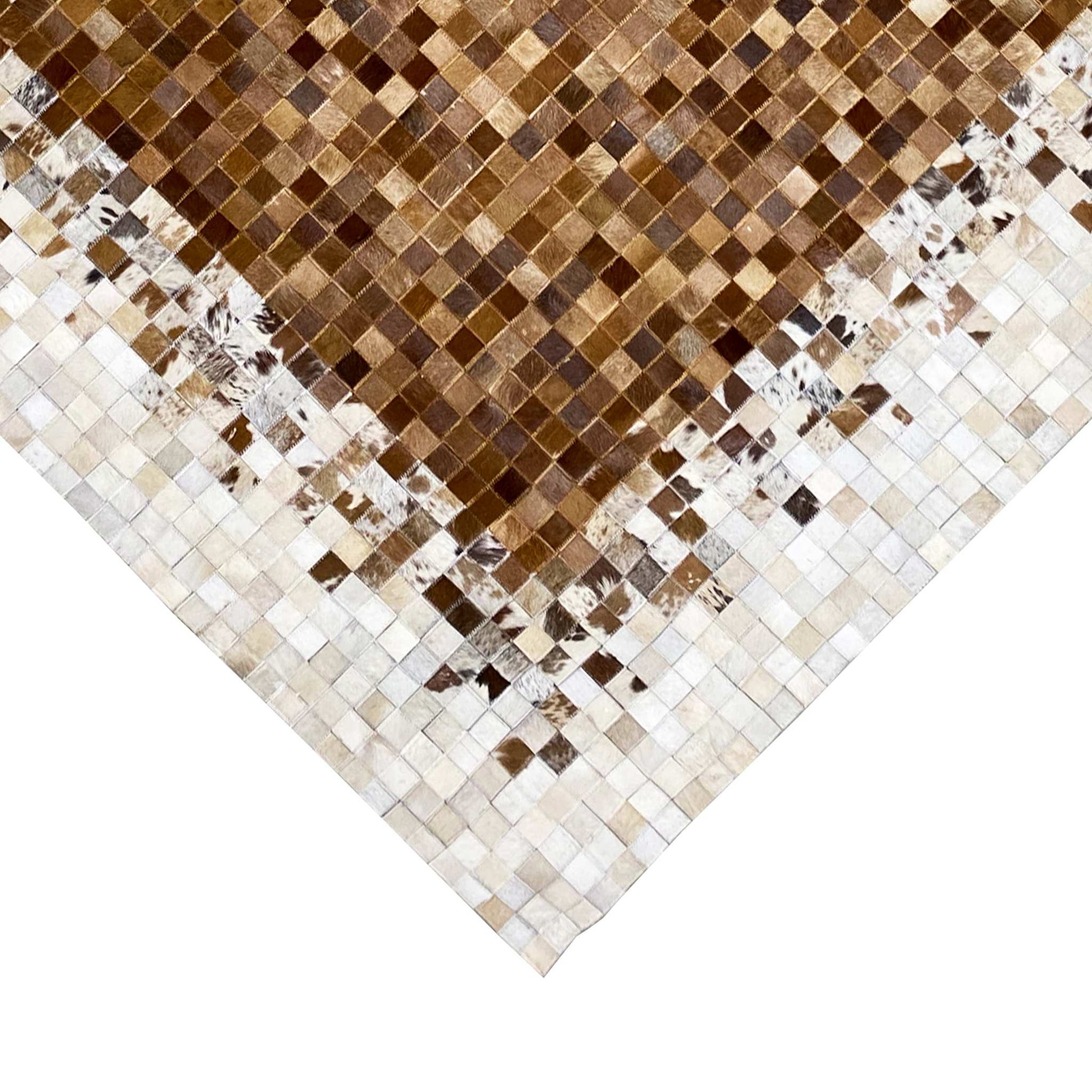 Kalbsleder Teppich 232x161 cm - Braunes Mosaik - German Carpet Shop